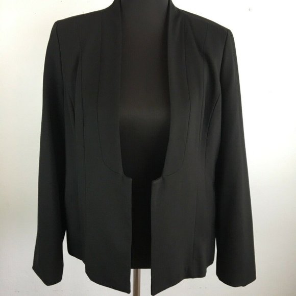 Eloquii Jackets & Blazers - Eloquii Womens Blazer Jacket 14 L Black Open Front Collarless Lined